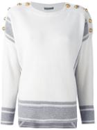 Alexander Mcqueen Striped Crew Neck Jumper, Women's, Size: Medium, White, Cashmere