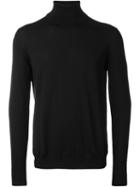 Zanone Turtle Neck Sweater, Men's, Size: 48, Black, Virgin Wool