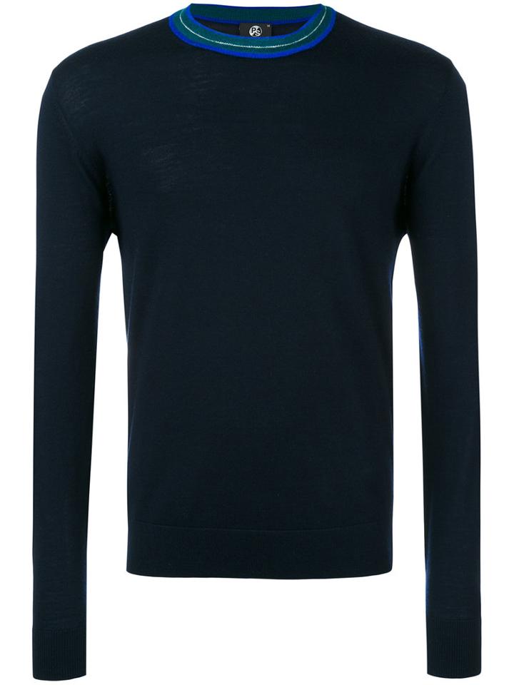 Ps By Paul Smith - Crew Neck Jumper - Men - Nylon/merino - S, Blue, Nylon/merino