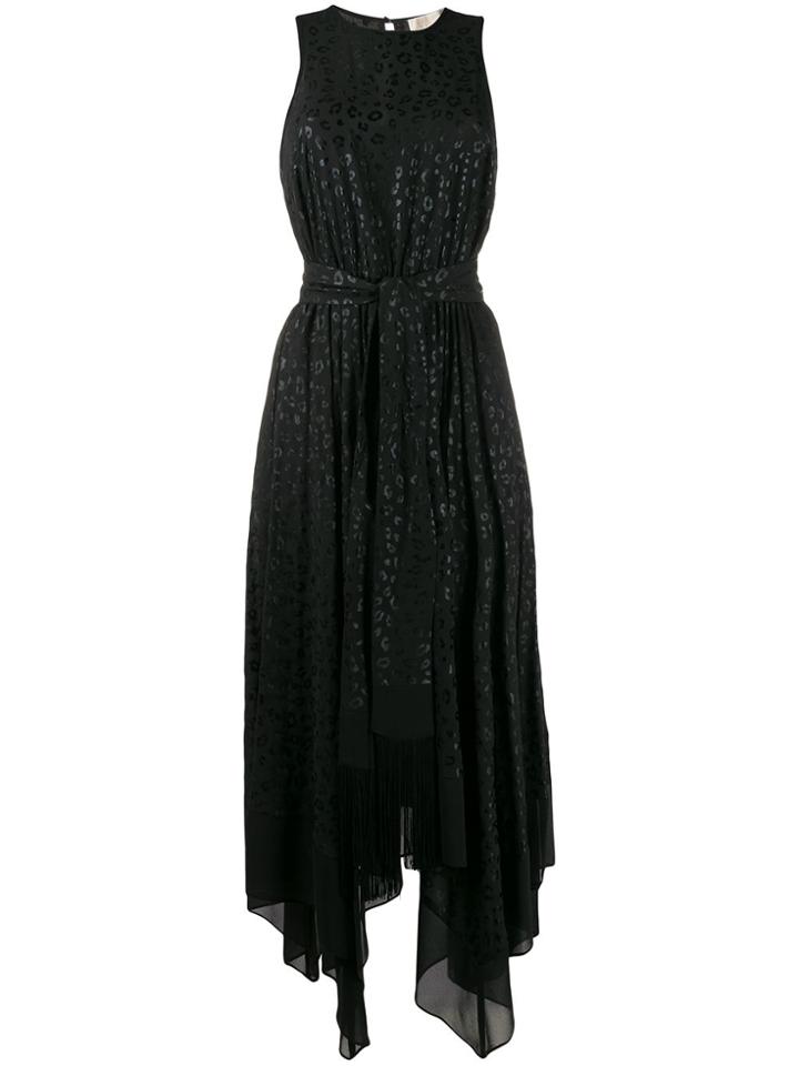 Michael Michael Kors Leopard Print Flared Dress - Black