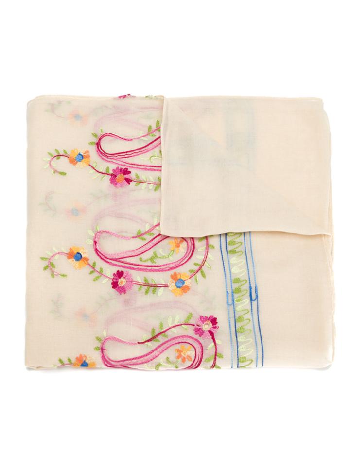Serpui Embroidered Scarf - Nude & Neutrals