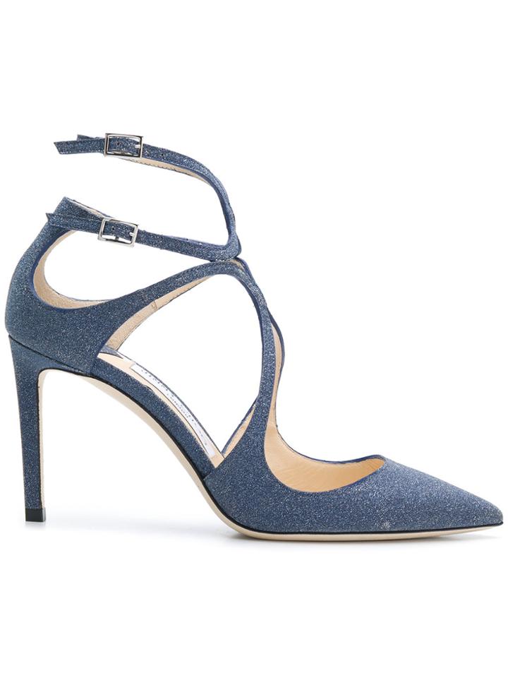 Jimmy Choo Lancer 85 Fine Glitter Pumps - Blue