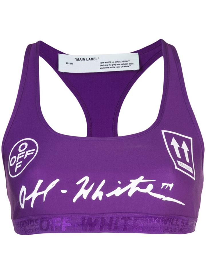 Off-white Logo Print Sports Bra - Purple