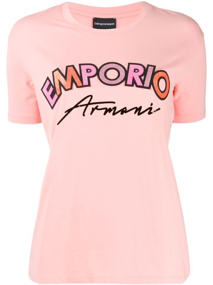 Ea7 Emporio Armani Slim-fit Logo Print T-shirt - Pink
