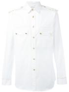 Pierre Balmain Military Slim-fit Shirt, Men's, Size: 50, White, Cotton