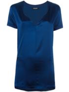 Twin-set V-neck T-shirt, Women's, Size: Medium, Blue, Viscose/silk/spandex/elastane