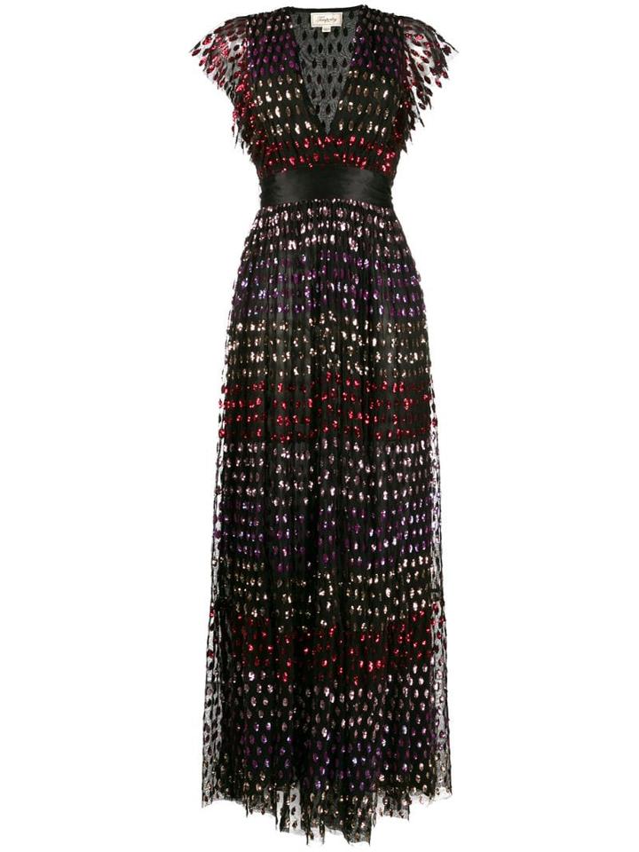 Temperley London Rainbow Sequin Column Dress - Black