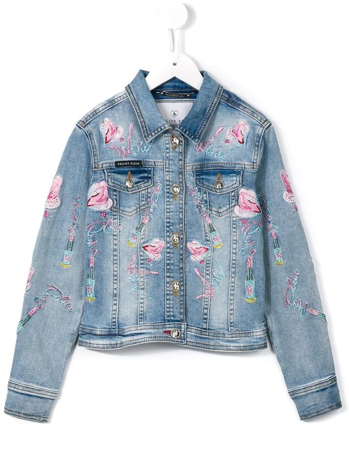 Philipp Plein Kids 'grace' Denim Jacket, Girl's, Size: 12 Yrs, Blue