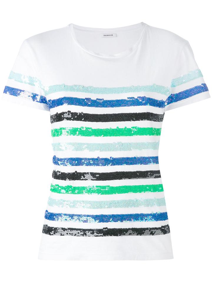 P.a.r.o.s.h. - Striped T-shirt - Women - Cotton/pvc - L, White, Cotton/pvc