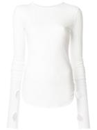 Helmut Lang - Corded Long Sleeve Rib Top - Women - Cotton - L, White, Cotton