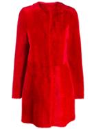 Drome Fur Midi Coat - Red