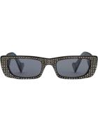 Gucci Eyewear Crystal Embellished Rectangular Sunglasses - Black