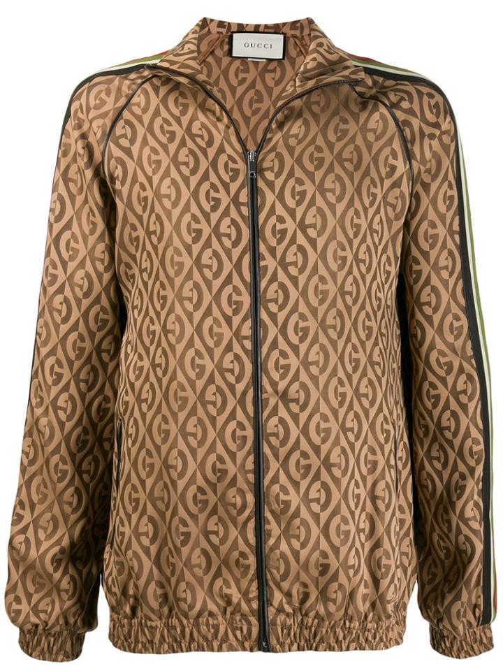 Gucci Gg Logo Zip-front Jacket - Neutrals