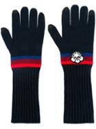 Kenzo 'tanami' Knit Gloves, Women's, Blue, Wool