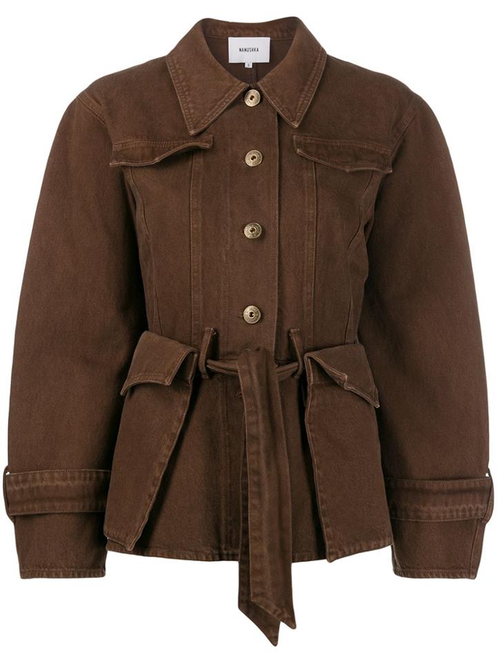 Nanushka Flying Pocket Denim Jacket - Brown