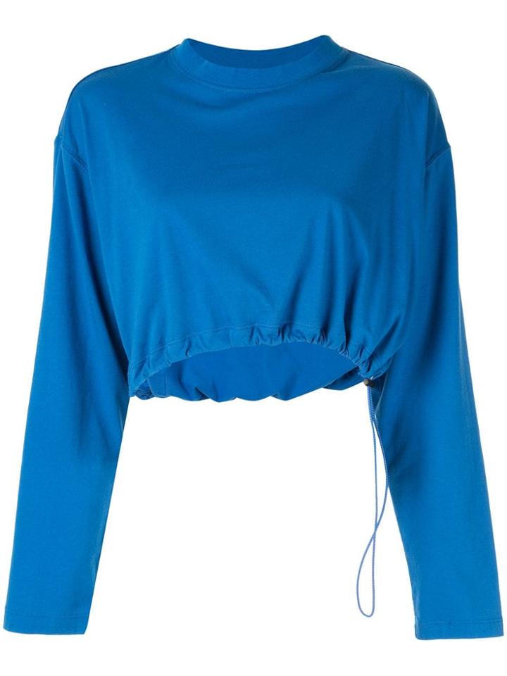 Unravel Project Drawstring Hem Crop Top - Blue