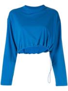 Unravel Project Drawstring Hem Crop Top - Blue