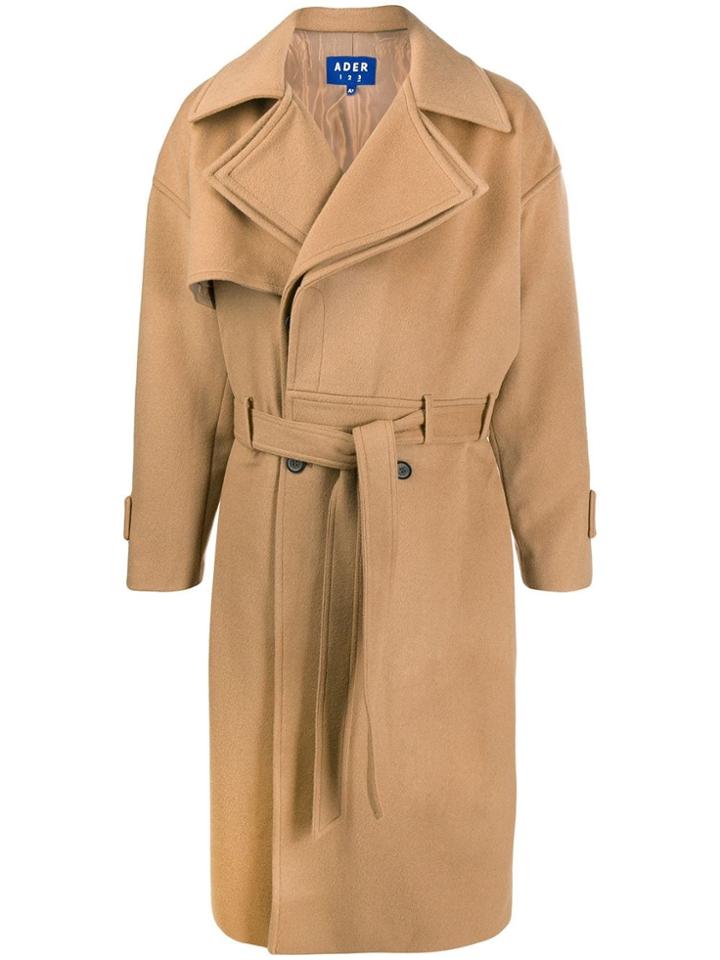 Ader Error Boxy Fit Textured Double-breasted Coat - Neutrals