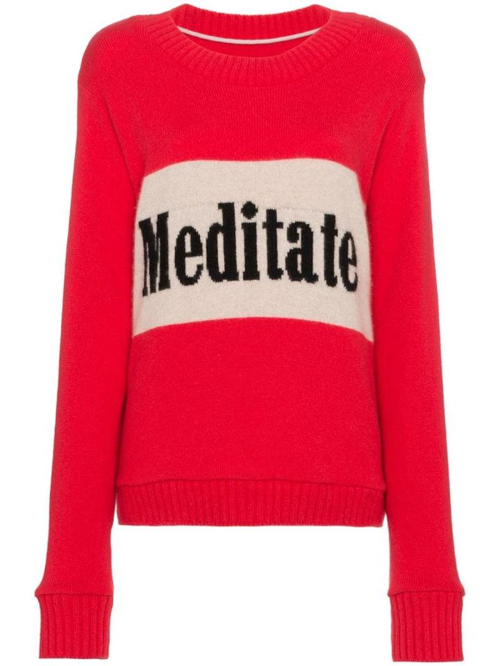 The Elder Statesman Long Sleeve Cashmere Sweater With Slogan - Pink
