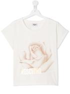 Moschino Kids Rose Print T-shirt, Size: 14 Yrs, Nude/neutrals