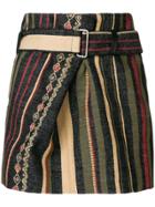 Saint Laurent Fold Detail Striped Skirt - Multicolour