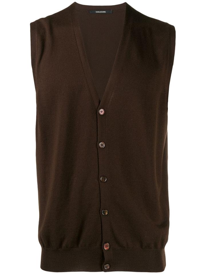 Tagliatore Button Up Sleeveless Cardigan - Brown