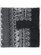 Oscar De La Renta Lace Bands Print Scarf, Women's, Black, Modal/cashmere