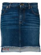 Saint Laurent - Asymmetrical Hem Denim Skirt - Women - Cotton - 26, Blue, Cotton