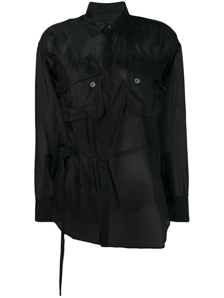 Dsquared2 Sheer Tie Waist Shirt - Black