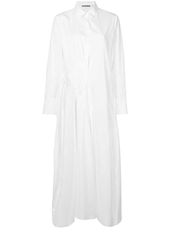 Jil Sander Long Draped Shirt Dress - White