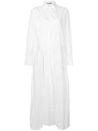 Jil Sander Long Draped Shirt Dress - White
