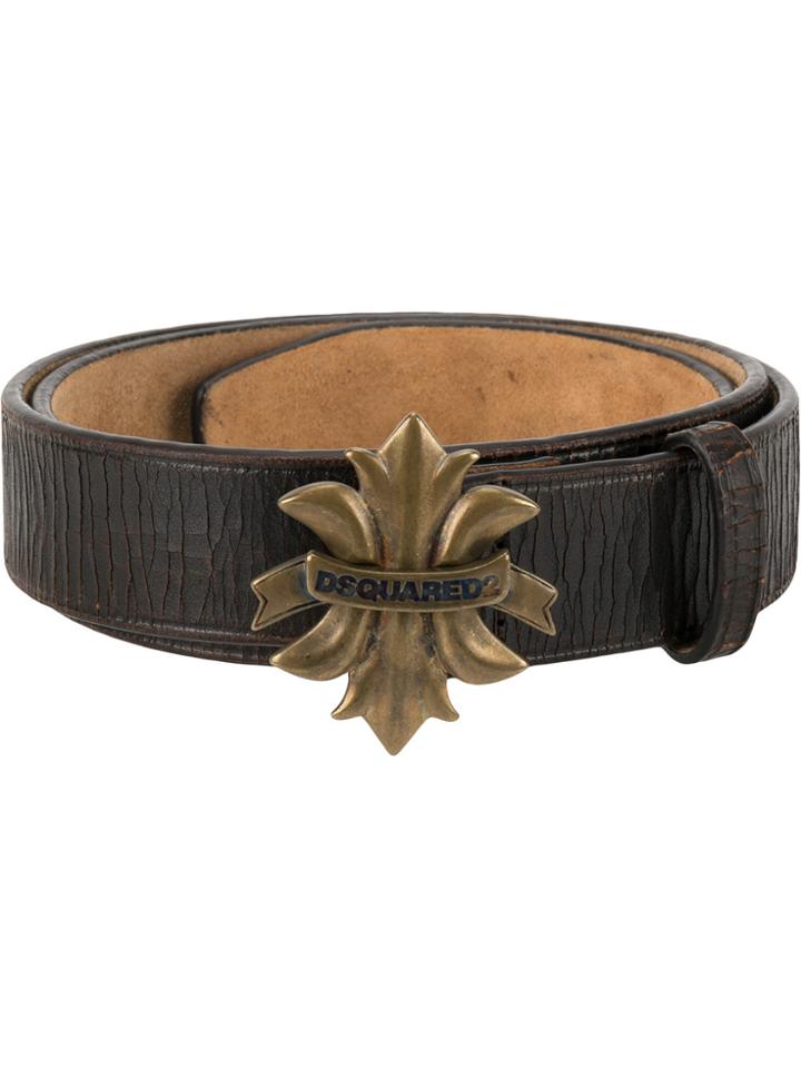 Dsquared2 Fleur-de-lis Logo Buckle Belt - Brown