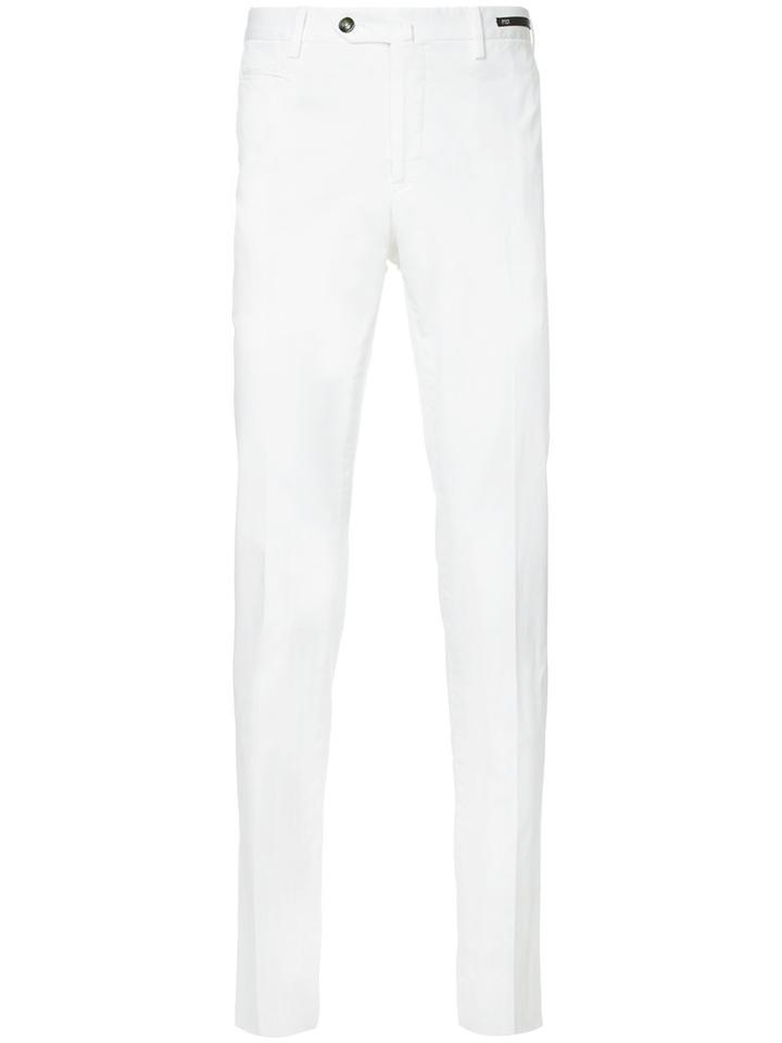 Pt01 Slim-fit Cropped Chino Trousers, Men's, Size: 46, White, Cotton/elastodiene