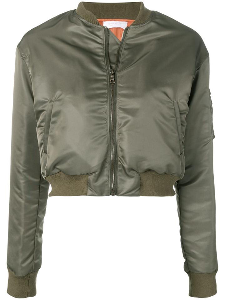 John Elliott Cropped Bomber Jacket - Green