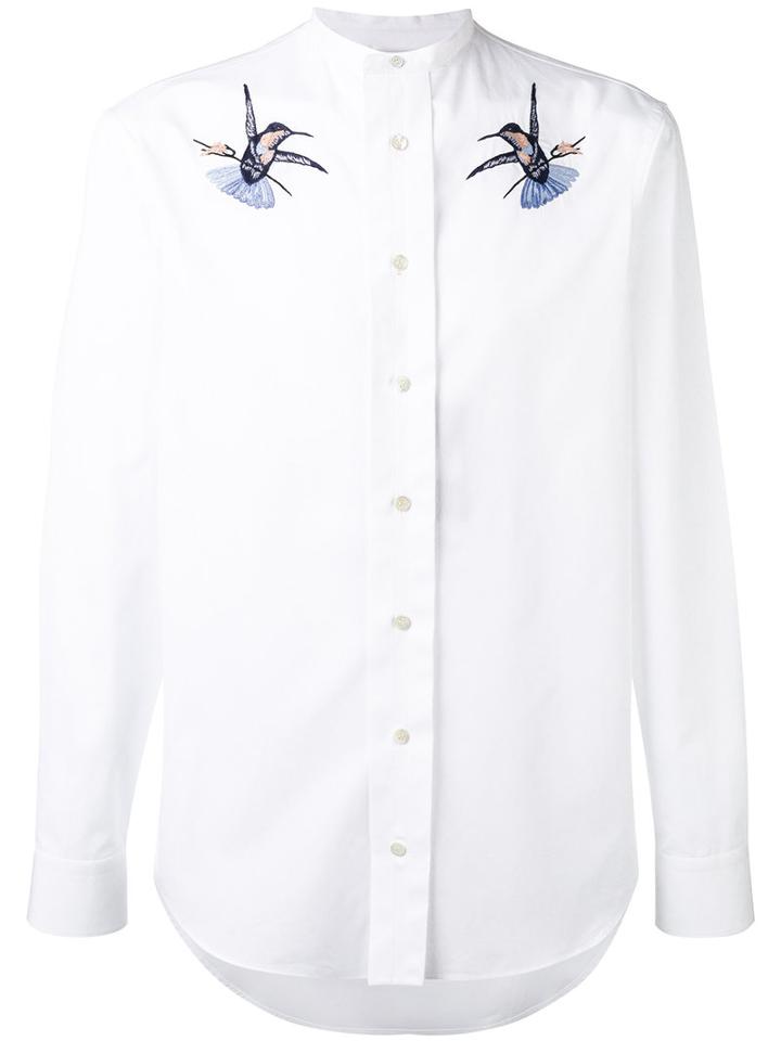 Alexander Mcqueen Bird Embroidered Shirt, Men's, Size: 16 1/2, White, Cotton