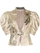 One Vintage Floral-embroidered Jacket - Metallic