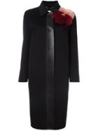 Fendi - Fur Appliqué Coat - Women - Fox Fur/lamb Skin/mink Fur/glass - 48, Black, Fox Fur/lamb Skin/mink Fur/glass