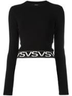 Versus Logo Intarsia Sweater, Women's, Size: 38, Black, Viscose/polyester