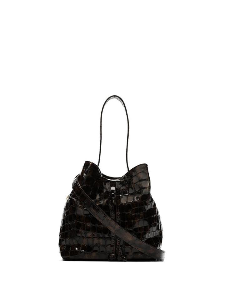 Tara Zadeh Lila Mock Croc Bucket Bag - Brown