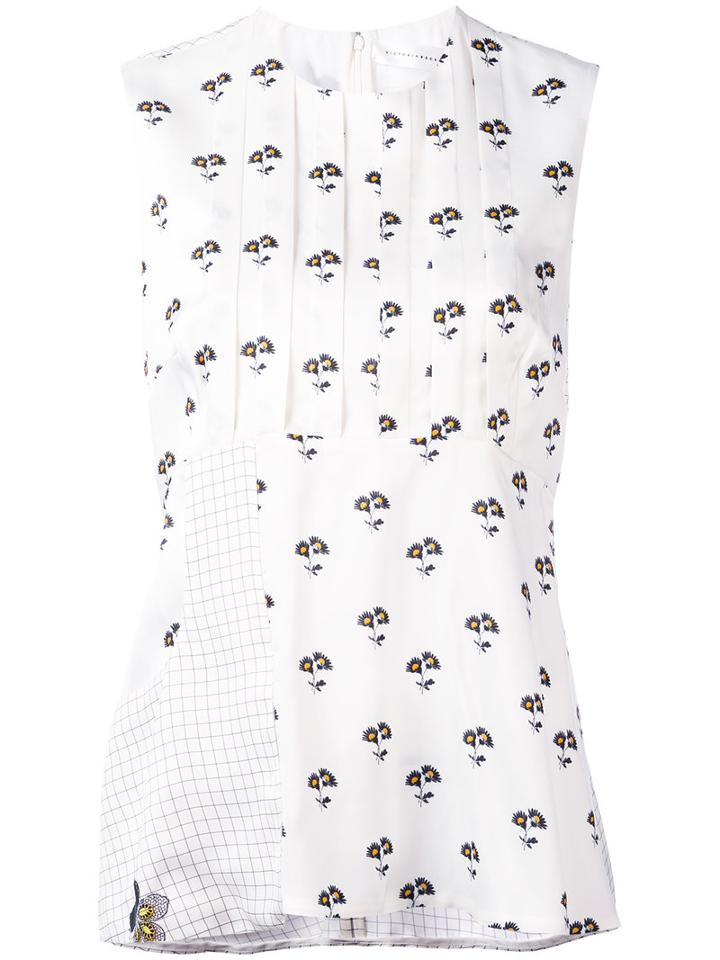 Victoria Beckham - Floral-print Top - Women - Silk/acetate/viscose - 8, White, Silk/acetate/viscose
