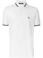 Dolce & Gabbana Embroidered Crown Polo Shirt, Men's, Size: 52, White, Cotton