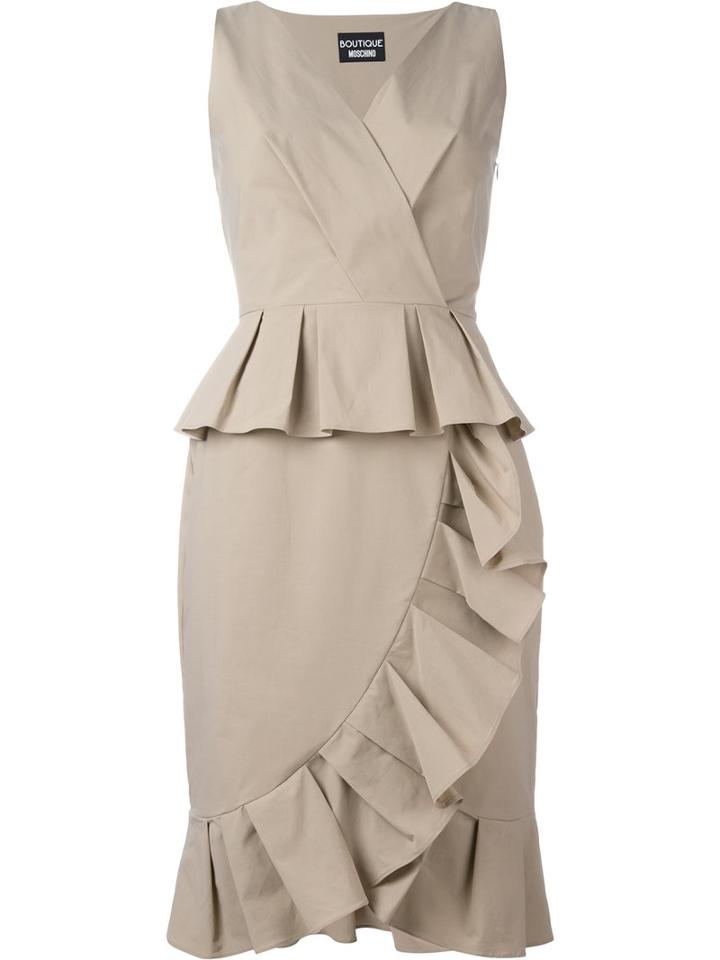 Boutique Moschino Ruffled Dress, Women's, Size: 44, Nude/neutrals, Cotton/other Fibers