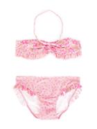 Stella Mccartney Kids - Graphic Flowers Marilene Bikini - Kids - Polyamide/polyester/spandex/elastane - 14 Yrs, Pink/purple