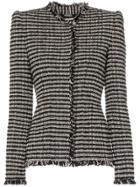 Alexander Mcqueen Frayed Edges Fitted Tweed Jacket - Black