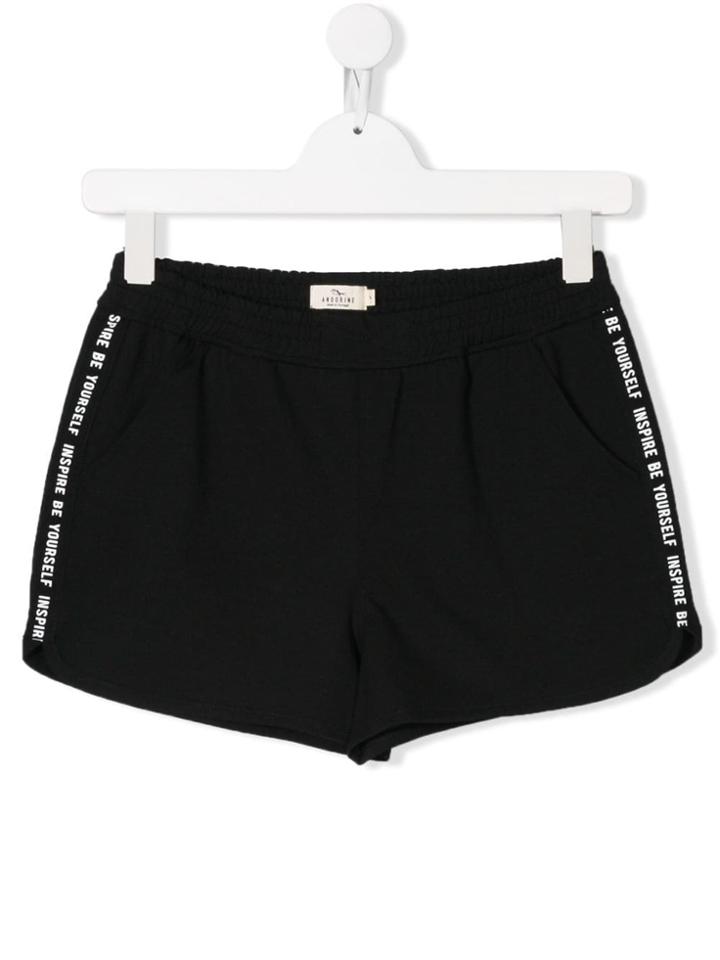 Andorine Teen Inspire Be Yourself Print Shorts - Black