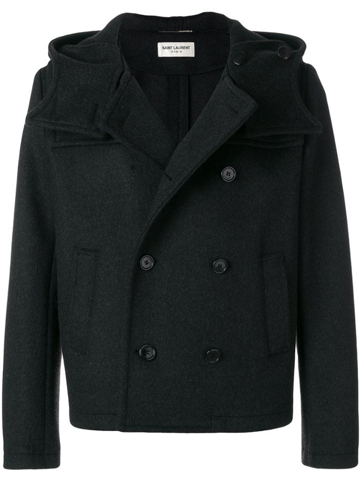 Saint Laurent Slim-fit Hooded Coat - Black