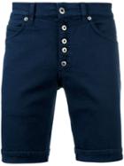 Dondup Buttoned Shorts, Men's, Size: 30, Blue, Cotton/spandex/elastane
