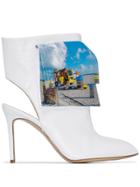 Natasha Zinko Beach Trash Logo Ankle Boots - White