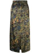 Ganni Camouflage Drawstring Midi Skirt - Green