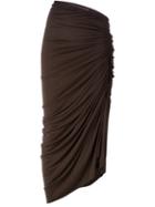 Rick Owens Lilies Draped Midi Skirt, Women's, Size: 40, Brown, Cotton/polyamide/viscose
